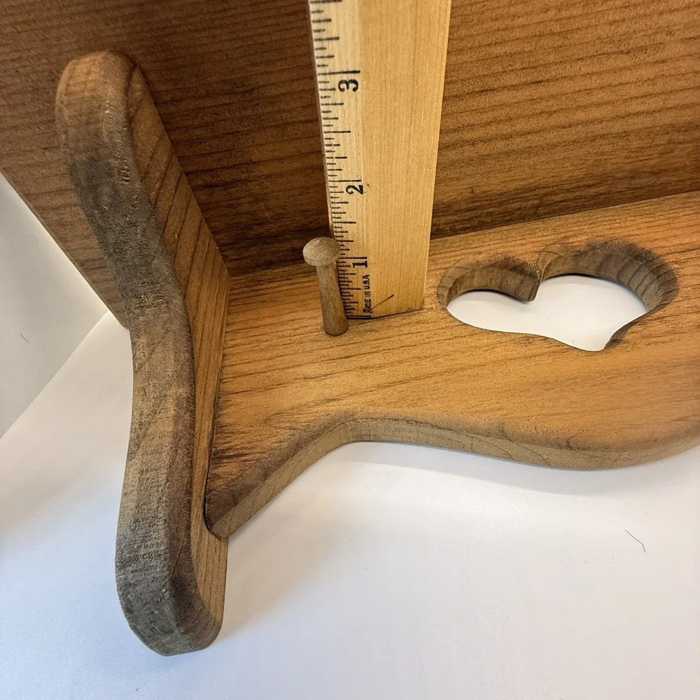 Vintage 1980s Pine Heart Wall Shelf 2 Pegs Grannycore Country Cottage Decor 15x6